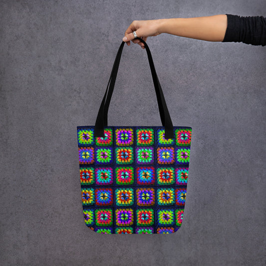 Granny Squares Print All Over Design Tote bag