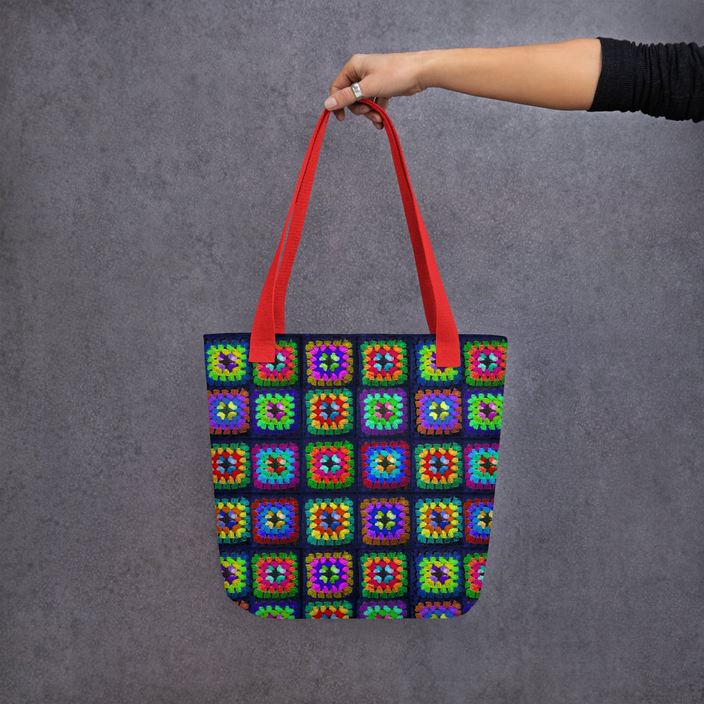 Granny Squares Print All Over Design Tote bag