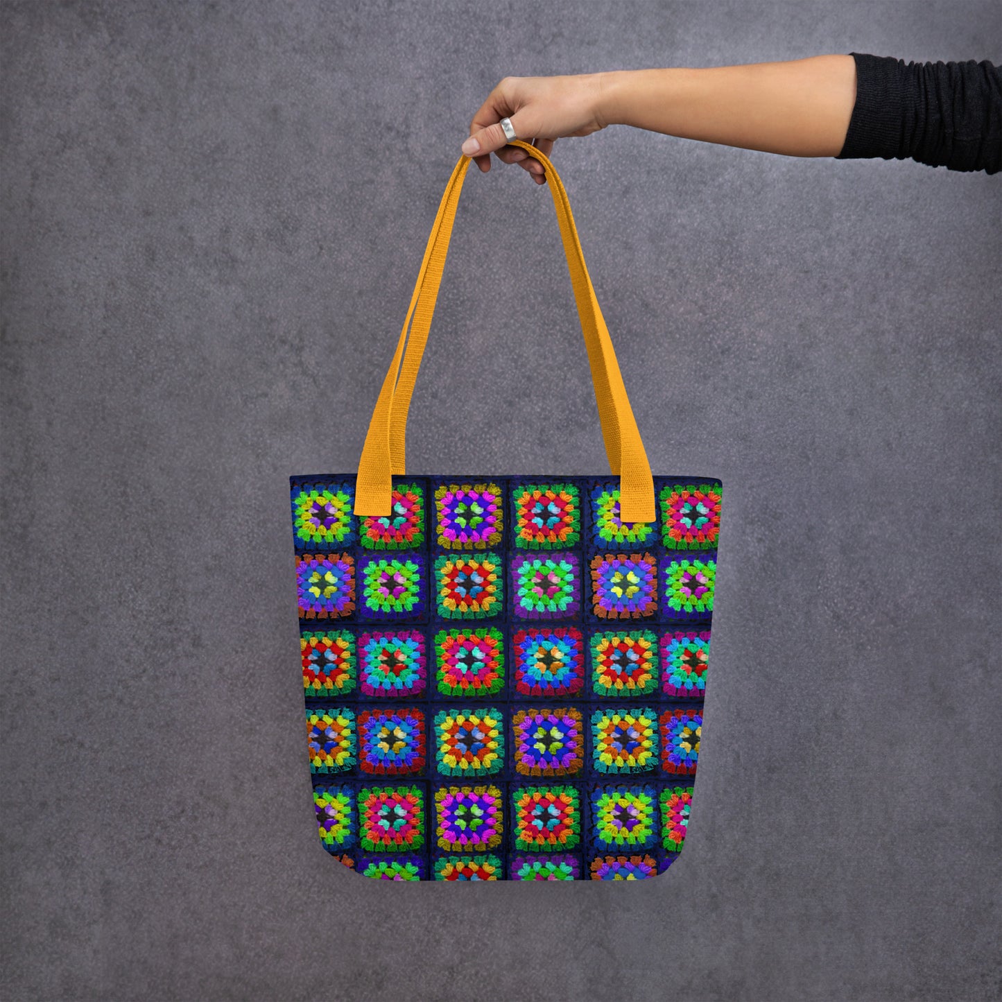 Granny Squares Print All Over Design Tote bag