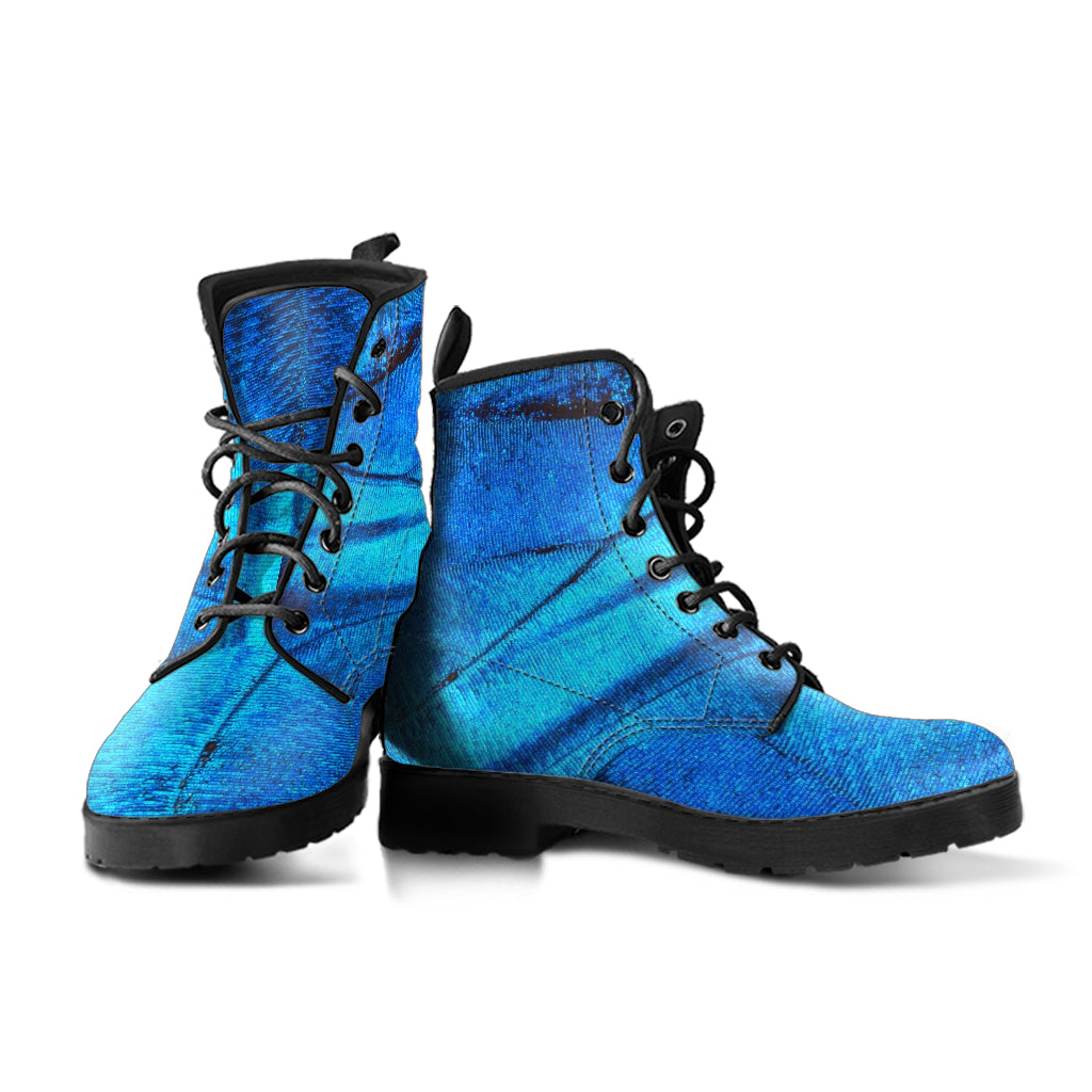 Butterfly Wing Faux Vegan Leather Lace Up Boots