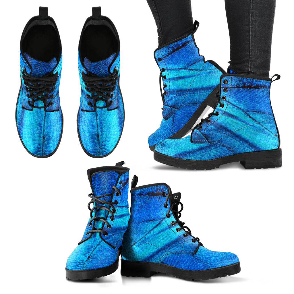 Butterfly Wing Faux Vegan Leather Lace Up Boots