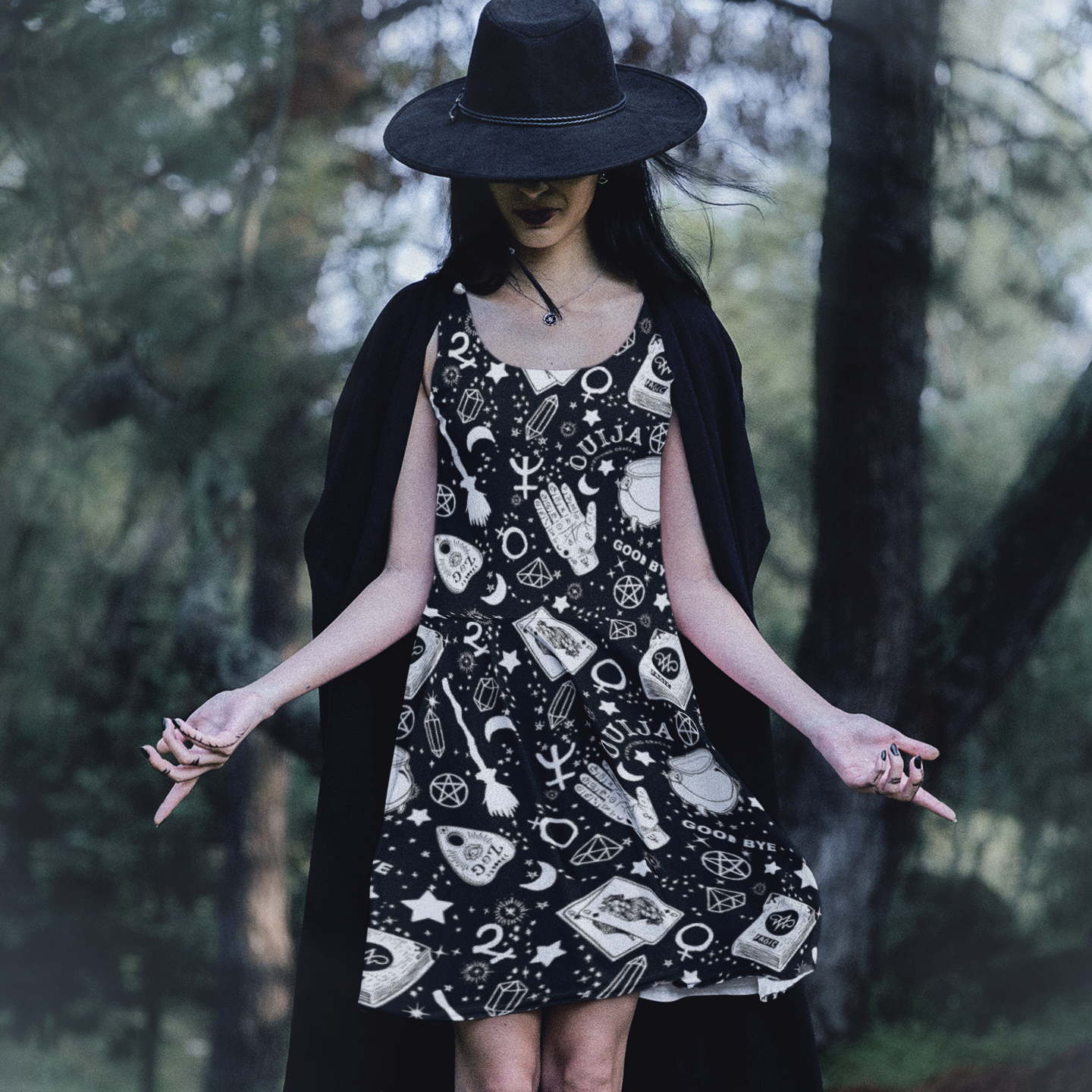 Occult Symbols (black) All Over Print Skater Dress