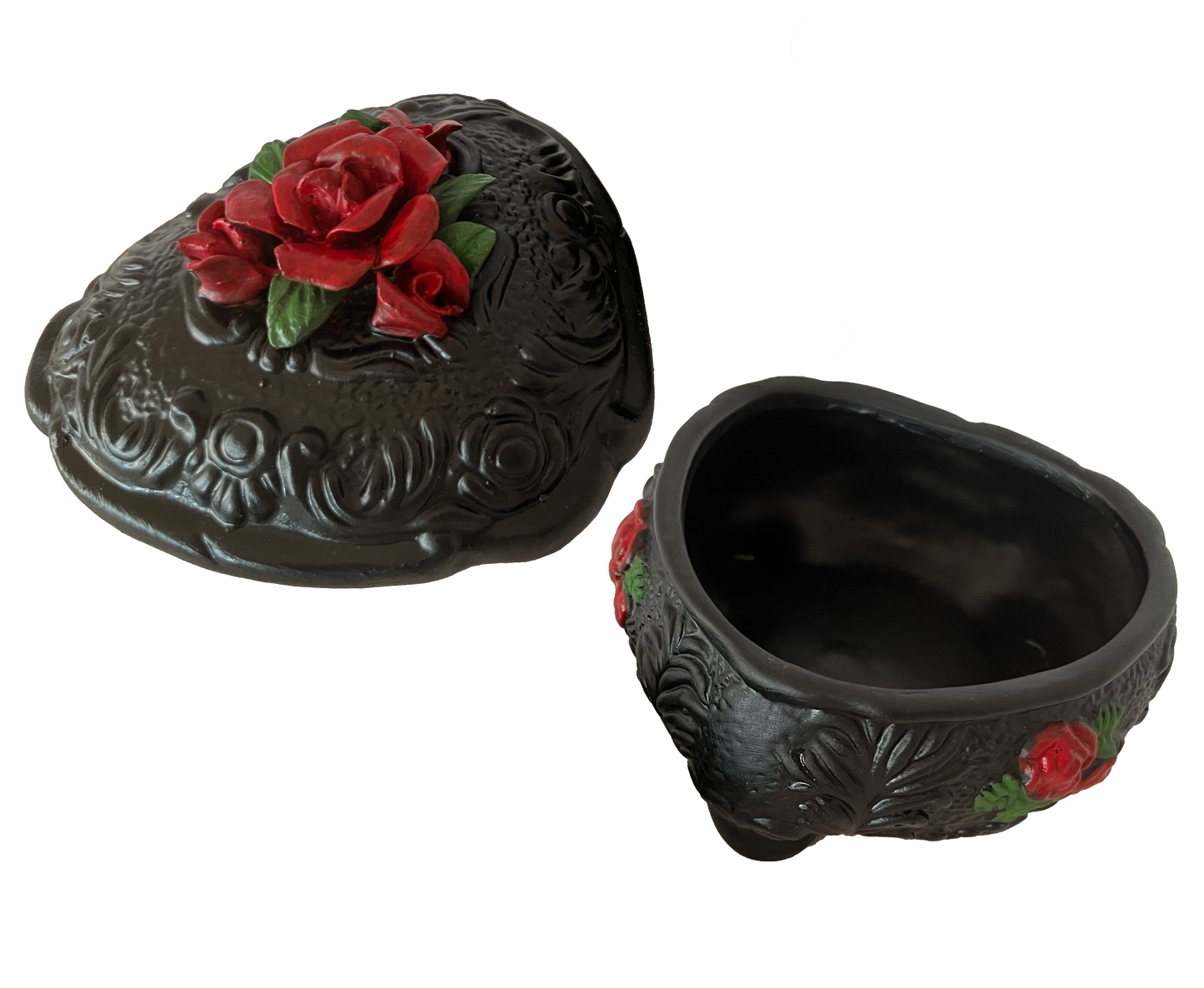 Heart Shaped Goth Style Handpainted Ceramic Box