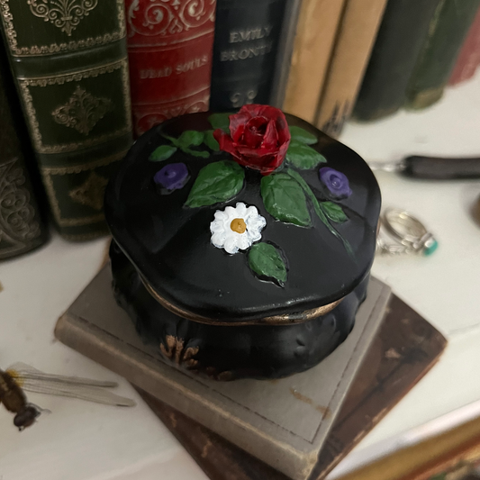 Petite' Goth Style Handpainted Round Ceramic Box